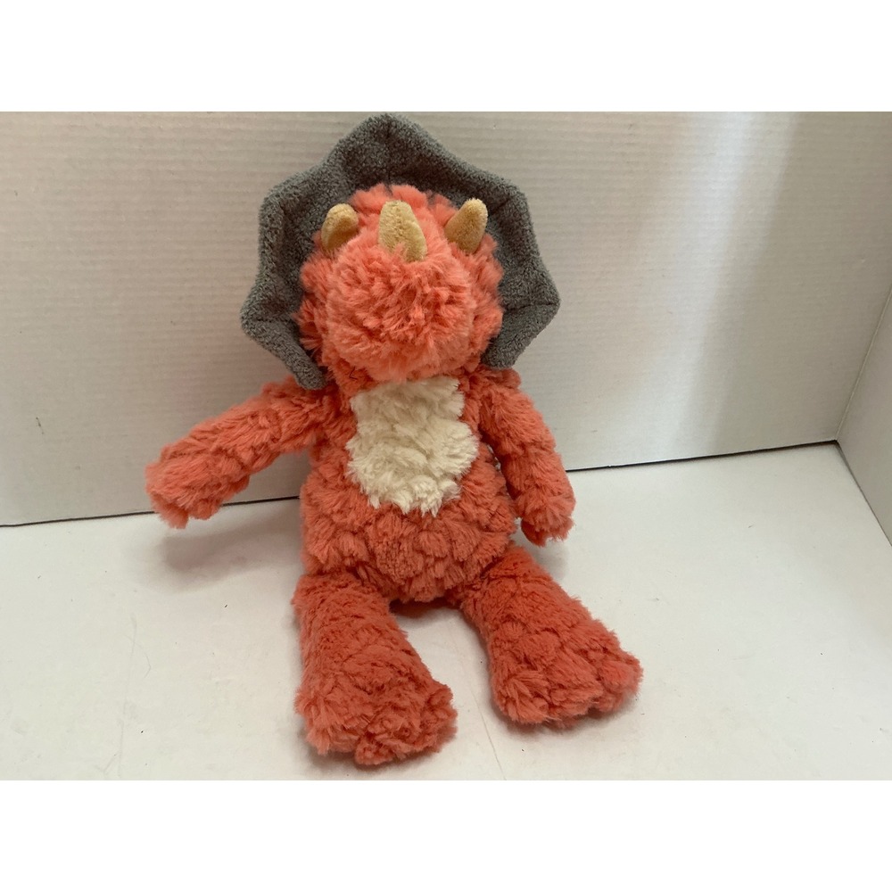 Mary Meyer Putty Dino Triceratops Coral Pink Plush Stuffed Animal Toy Small 11in
